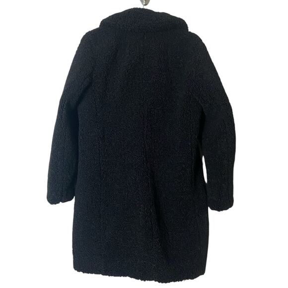 J. CREW COAT TEDDY LONG WINTER SHERPA FAUX FUR SHEARLING LONGLINE BLACK COLLARED - Picture 3 of 9